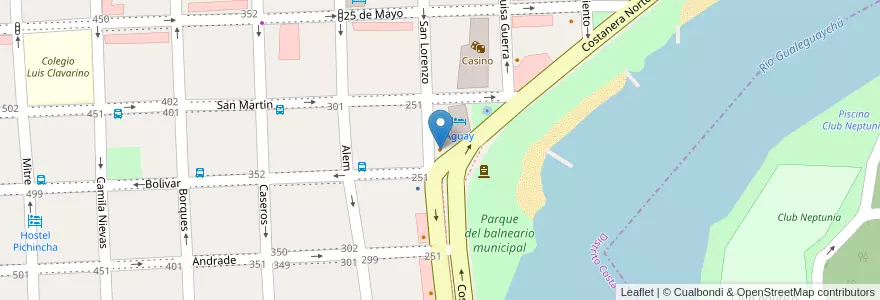 Mapa de ubicacion de Cafe y Helado en 아르헨티나, 엔트레리오스주, Departamento Gualeguaychú, Gualeguaychú, Gualeguaychú, Distrito Costa Uruguay Sur.