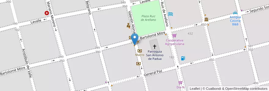 Mapa de ubicacion de Café y Western Union en الأرجنتين, بوينس آيرس, Partido De San Antonio De Areco, San Antonio De Areco.