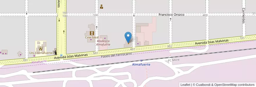Mapa de ubicacion de Cafeccini en Arjantin, Córdoba, Departamento Tercero Arriba, Pedanía Salto, Municipio De Almafuerte, Almafuerte.