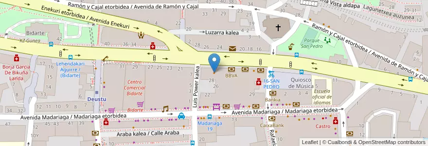 Mapa de ubicacion de café+central en Espagne, Pays Basque Autonome, Biscaye, Grand-Bilbao, Bilbao.