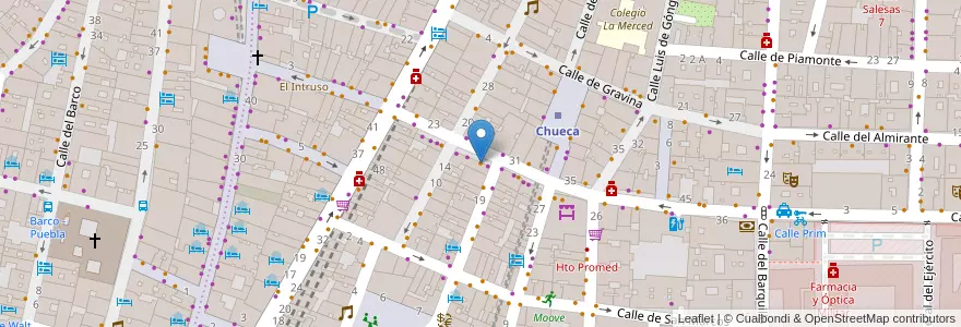Mapa de ubicacion de Cafes Arrivederci en 스페인, Comunidad De Madrid, Comunidad De Madrid, Área Metropolitana De Madrid Y Corredor Del Henares, 마드리드.