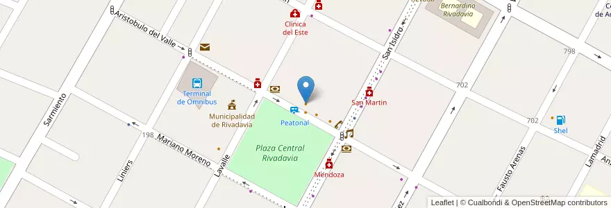 Mapa de ubicacion de Cafes en Arjantin, Şili, Mendoza, Departamento Rivadavia, Distrito Ciudad De Rivadavia.