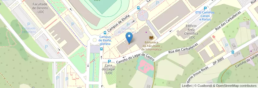 Mapa de ubicacion de Cafetaría da Facultade de Informática en España, Galicia / Galiza, A Coruña, A Coruña, A Coruña.