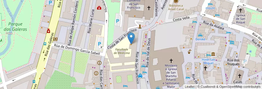 Mapa de ubicacion de Cafetaria faculdad de medicina en Spanje, Galicië, A Coruña, Santiago, Santiago De Compostela.