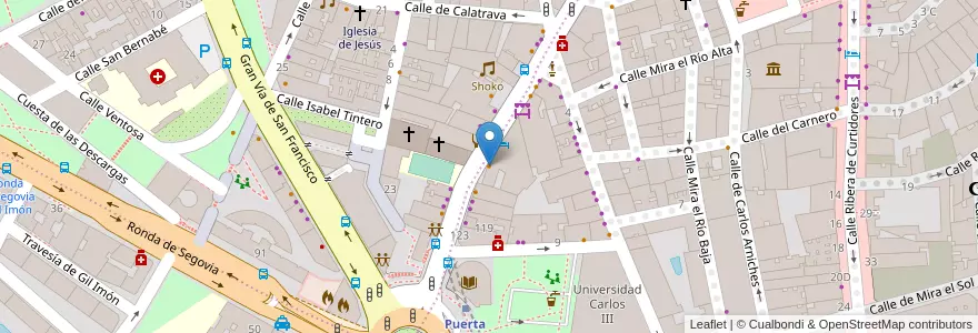 Mapa de ubicacion de Cafetería en اسپانیا, بخش خودمختار مادرید, بخش خودمختار مادرید, Área Metropolitana De Madrid Y Corredor Del Henares, مادرید.