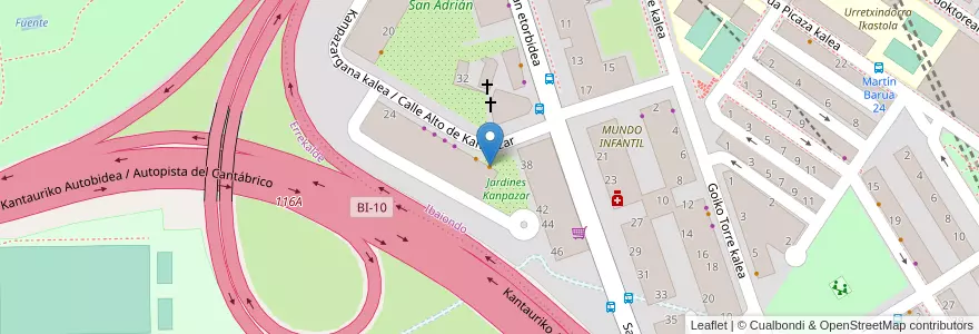 Mapa de ubicacion de Cafeteria en スペイン, バスク州, Bizkaia, Bilboaldea, ビルバオ.