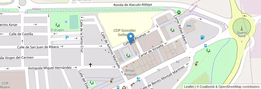 Mapa de ubicacion de Cafeteria 9 d'octubre en Spanje, Valencia, Valencia, L'Horta Oest, Alaquàs.