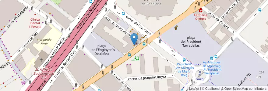 Mapa de ubicacion de Cafeteria 92 en España, Catalunya, Barcelona, Barcelonès, Badalona.