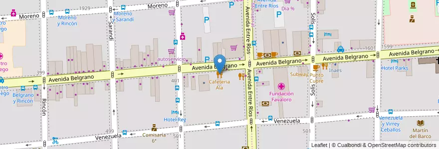 Mapa de ubicacion de Cafeteria Ala, Balvanera en Argentina, Ciudad Autónoma De Buenos Aires, Comuna 3, Buenos Aires.