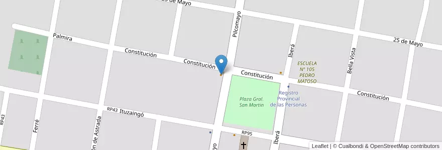 Mapa de ubicacion de Cafeteria Aromas de Santa Ana en アルゼンチン, コリエンテス州, Departamento San Cosme, Municipio De Santa Ana.