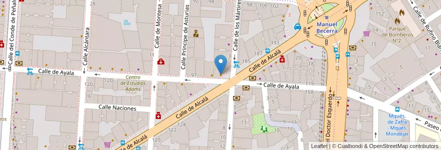 Mapa de ubicacion de Cafetería Audrey en إسبانيا, منطقة مدريد, منطقة مدريد, Área Metropolitana De Madrid Y Corredor Del Henares, مدريد.