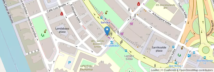 Mapa de ubicacion de Cafetería Avenida en İspanya, Bask Bölgesi, Bizkaia, Bilboaldea, Bilbao.