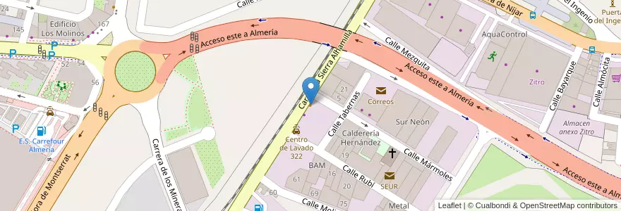 Mapa de ubicacion de Cafetería Bar Alhamilla en Espagne, Andalousie, Alméria, Alméria.