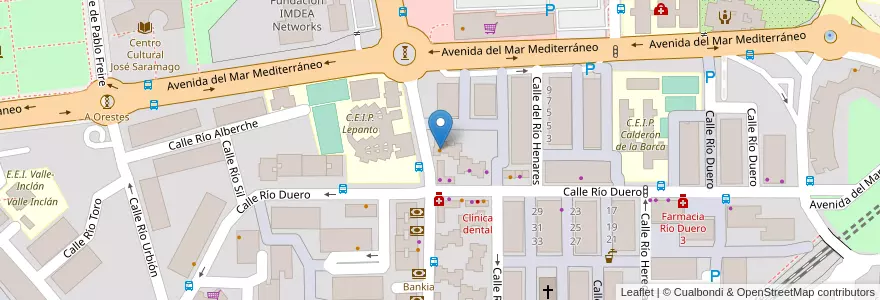 Mapa de ubicacion de Cafetería bar Gema en スペイン, マドリード州, Comunidad De Madrid, Área Metropolitana De Madrid Y Corredor Del Henares, Leganés.