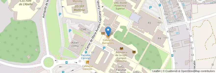 Mapa de ubicacion de Cafeteria Barracons en Испания, Каталония, Жирона, Gironès, Жирона.