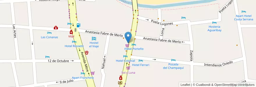 Mapa de ubicacion de Cafetería Bonafide en Argentinië, Córdoba, Departamento San Alberto, Pedanía Tránsito, Mina Clavero, Municipio De Mina Clavero.