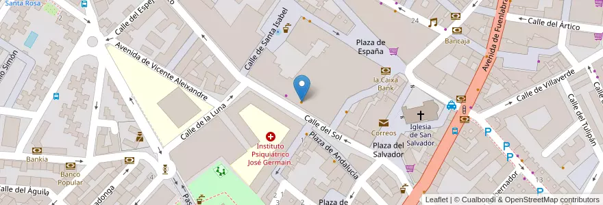 Mapa de ubicacion de Cafetería - Burguer en Испания, Мадрид, Мадрид, Área Metropolitana De Madrid Y Corredor Del Henares, Leganés.