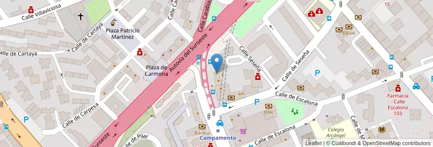 Mapa de ubicacion de Cafetería Campamento en Sepanyol, Comunidad De Madrid, Comunidad De Madrid, Área Metropolitana De Madrid Y Corredor Del Henares, Madrid.