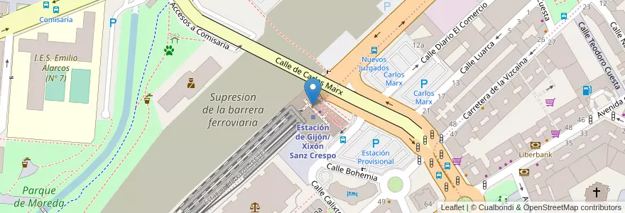 Mapa de ubicacion de Cafetería Carmen en اسپانیا, آستوریاس, آستوریاس, Gijón/Xixón.