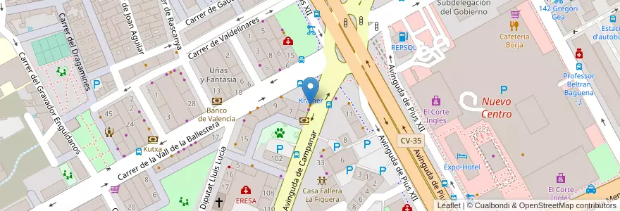 Mapa de ubicacion de Cafetería Caty en Spanien, Valencianische Gemeinschaft, Valencia, Comarca De València, Valencia.