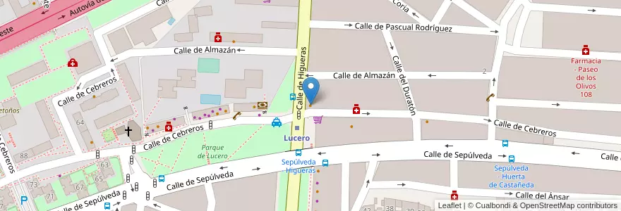 Mapa de ubicacion de Cafetería Cervecería Lucero en Spagna, Comunidad De Madrid, Comunidad De Madrid, Área Metropolitana De Madrid Y Corredor Del Henares, Madrid.