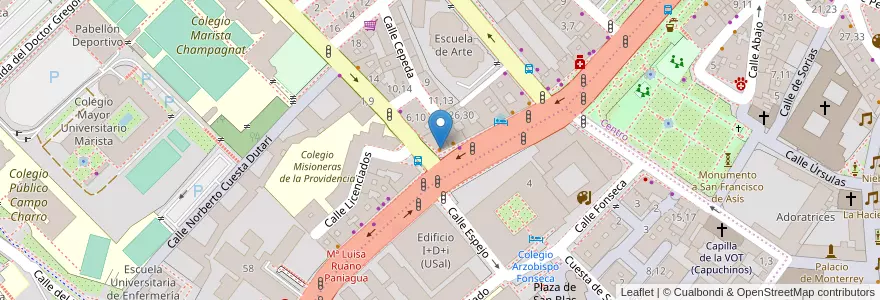 Mapa de ubicacion de Cafetería Chocolatería Danubio Azul en İspanya, Castilla Y León, Salamanca, Campo De Salamanca, Salamanca.