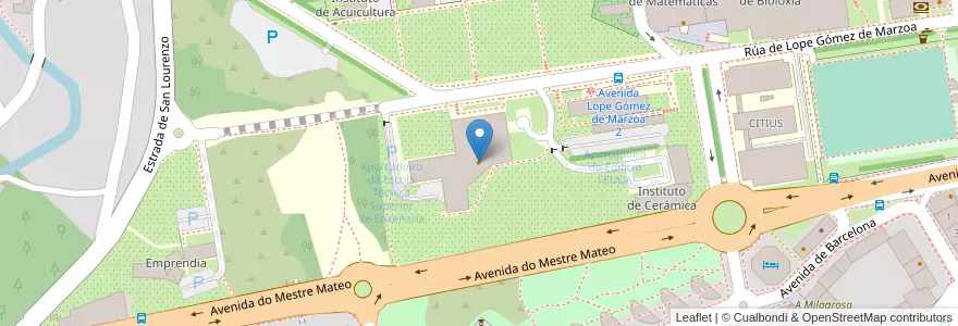 Mapa de ubicacion de Cafetería comedor universitario Solpor en スペイン, ガリシア州, A Coruña, Santiago, Santiago De Compostela.