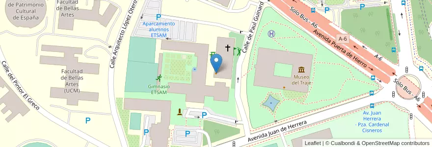 Mapa de ubicacion de Cafetería de la ETSAM en Espanha, Comunidade De Madrid, Comunidade De Madrid, Área Metropolitana De Madrid Y Corredor Del Henares, Madrid.