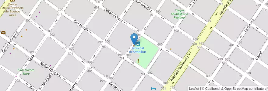 Mapa de ubicacion de Cafetería de la terminal en Arjantin, Buenos Aires, Partido De San Pedro, San Pedro.