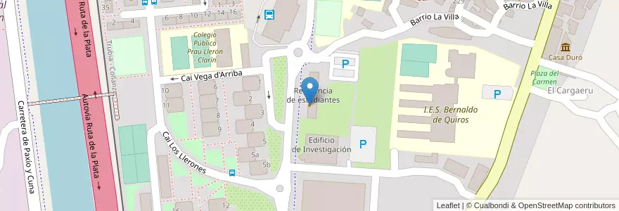 Mapa de ubicacion de Cafetería de la Universidad en スペイン, アストゥリアス州, アストゥリアス州, Mieres.