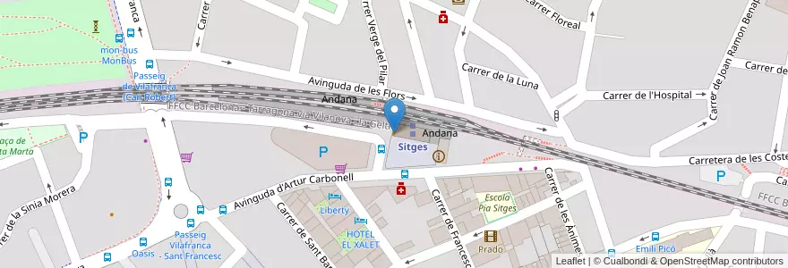 Mapa de ubicacion de Cafetería de l‘Estacío en اسپانیا, Catalunya, Barcelona, Garraf, Sitges.