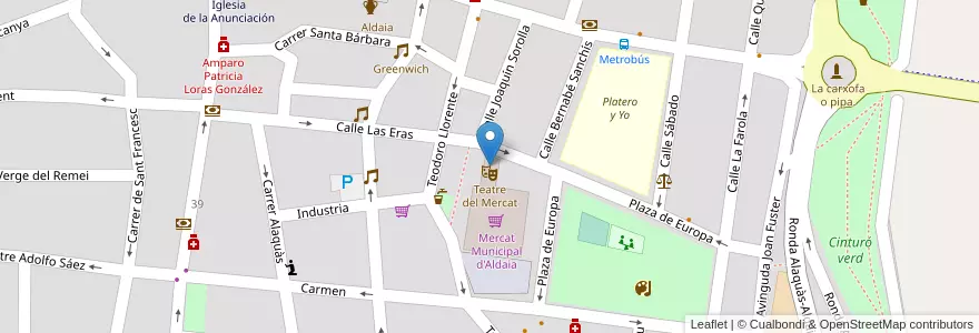 Mapa de ubicacion de Cafetería del Mercat en スペイン, バレンシア州, València / Valencia, L'Horta Oest, Aldaia.