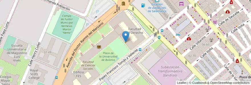 Mapa de ubicacion de Cafetería Derecho en İspanya, Castilla Y León, Salamanca, Campo De Salamanca, Salamanca.