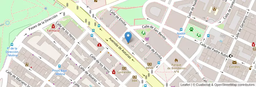 Mapa de ubicacion de Cafetería El Barrio en スペイン, マドリード州, Comunidad De Madrid, Área Metropolitana De Madrid Y Corredor Del Henares, Madrid.