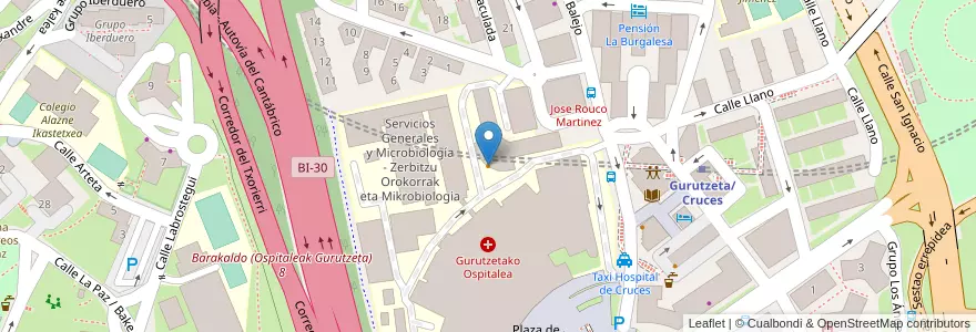Mapa de ubicacion de Cafeteria El Hospital Kafetegia en スペイン, バスク州, Bizkaia, Bilboaldea, Barakaldo.