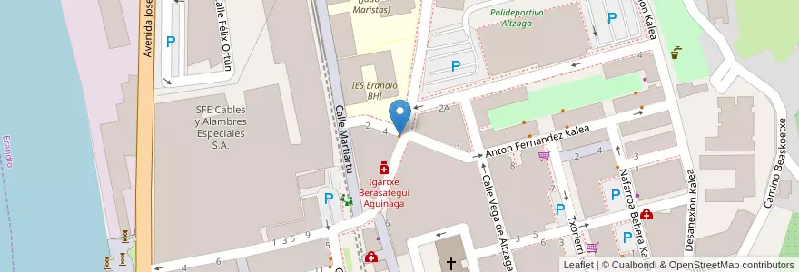 Mapa de ubicacion de Cafeteria Elorriaga en Espagne, Pays Basque Autonome, Biscaye, Grand-Bilbao, Erandio.