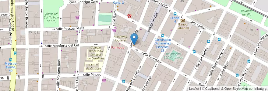 Mapa de ubicacion de Cafetería Ernesto en 西班牙, Comunitat Valenciana, Alacant / Alicante, L'Alacantí, Alacant / Alicante.