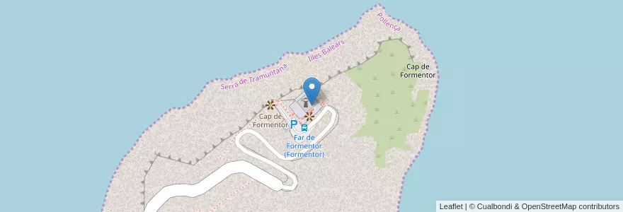 Mapa de ubicacion de Cafeteria Faro Formentor en إسبانيا, جزر البليار, España (Mar Territorial), Serra De Tramuntana, جزر البليار, Pollença.