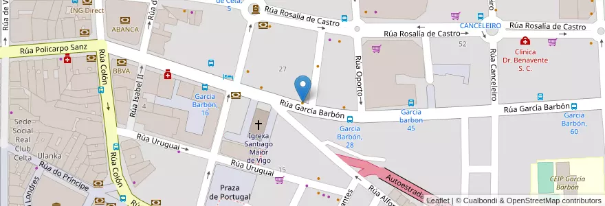 Mapa de ubicacion de Cafetería Garibaldi en إسبانيا, غاليسيا, بونتيفيدرا, Vigo, فيغو.