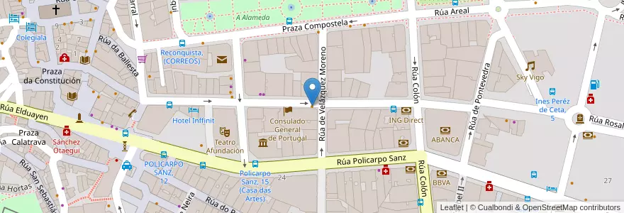Mapa de ubicacion de Cafetería Jackie's en España, Galicia / Galiza, Pontevedra, Vigo, Vigo.
