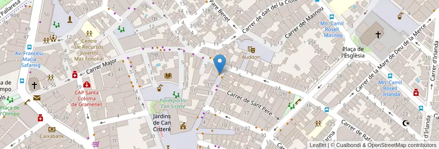 Mapa de ubicacion de Cafetería Janis Degust en スペイン, カタルーニャ州, Barcelona, バルサルネス, Santa Coloma De Gramenet.