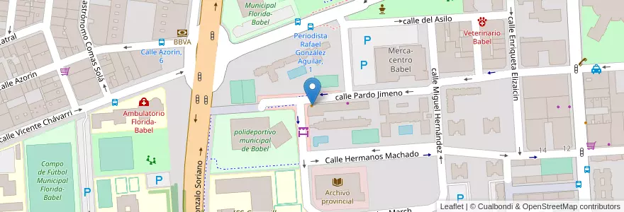 Mapa de ubicacion de Cafetería Jijona Babel en 스페인, Comunitat Valenciana, Alacant / Alicante, L'Alacantí, Alacant / Alicante.