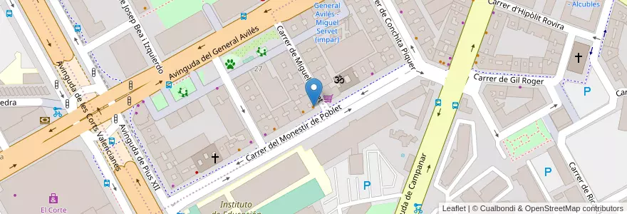 Mapa de ubicacion de Cafetería la creme en スペイン, バレンシア州, València / Valencia, Comarca De València, València.