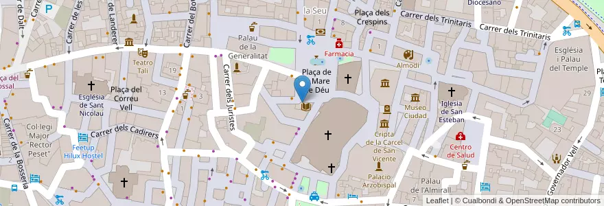 Mapa de ubicacion de Cafetería la Virgen en 西班牙, Comunitat Valenciana, 華倫西亞, Comarca De València, València.
