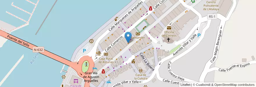 Mapa de ubicacion de Cafeteria Las Vegas en 西班牙, 阿斯圖里亞斯, 阿斯圖里亞斯, Ribadesella.