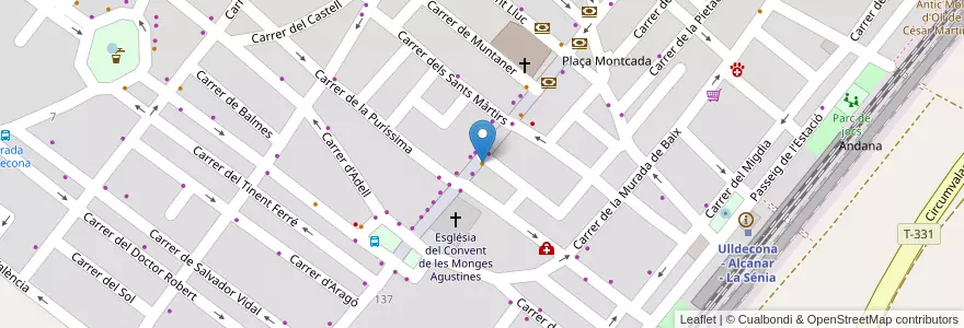Mapa de ubicacion de Cafeteria Lo Pontet en İspanya, Catalunya, Tarragona, Montsià, Ulldecona.