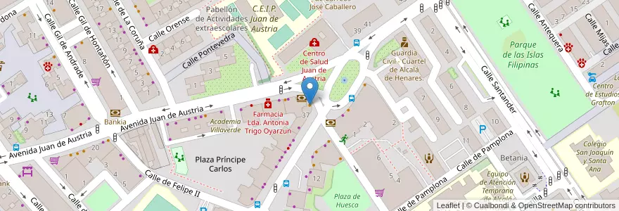Mapa de ubicacion de Cafetería Marsa en إسبانيا, منطقة مدريد, منطقة مدريد, Área Metropolitana De Madrid Y Corredor Del Henares, القلعة الحجارة.