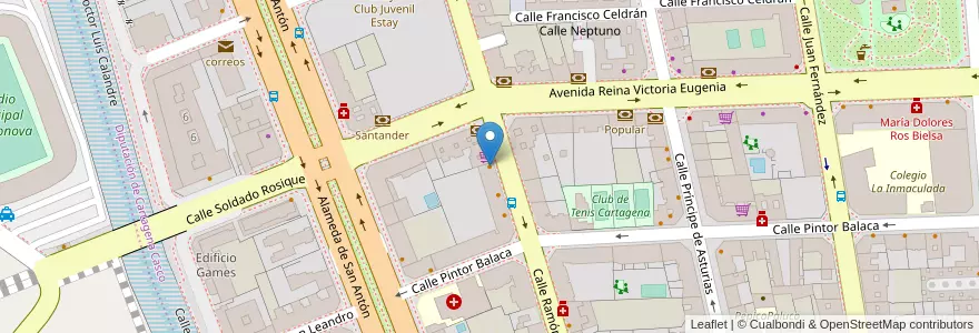 Mapa de ubicacion de Cafetería Milano en 西班牙, Región De Murcia, Región De Murcia, Campo De Cartagena Y Mar Menor, Cartagena.