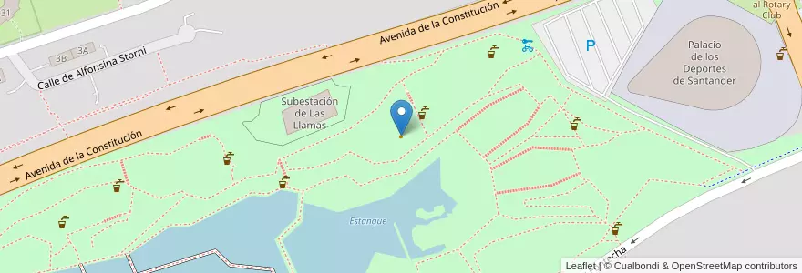 Mapa de ubicacion de Cafetería Parque de Las Llamas en Испания, Кантабрия, Кантабрия, Santander, Santander.