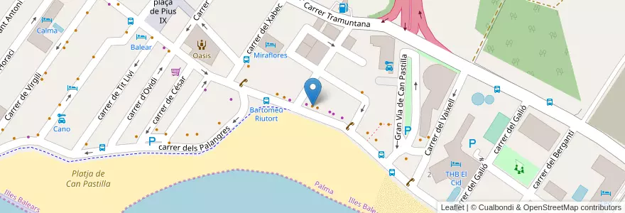 Mapa de ubicacion de Cafetería Playa en スペイン, バレアレス諸島, España (Mar Territorial), パルマ, バレアレス諸島, パルマ.